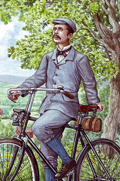 H.G. Wells on a bicycle